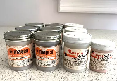 RARE VINTAGE MAYCO Lead Free Glazes Set Of 10   BOX 20 • $45