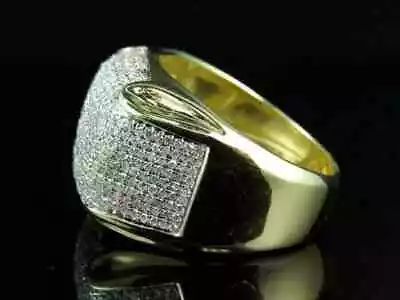 Diamond 2Ct Lab Created Men's Dome Puff Pinky Band Ring 14k Yellow Gold Plated • $95