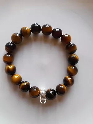 Thomas Sabo Club 925 Brown Tigerseye Bead Charm Bracelet Carrier 16cm • £28