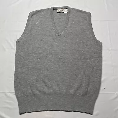 Vintage 80s Sweater Vest Mens Large Gray Orlon Acrylic Hipster Casual USA Made • $24.99