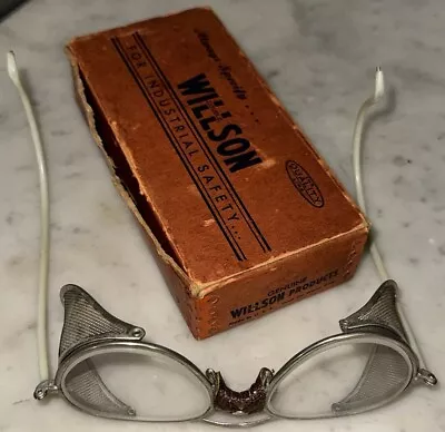 Vintage Tough Wilson Safety Glasses W Metal Side Mesh Shields  #WV50 Steampunk • $39.75