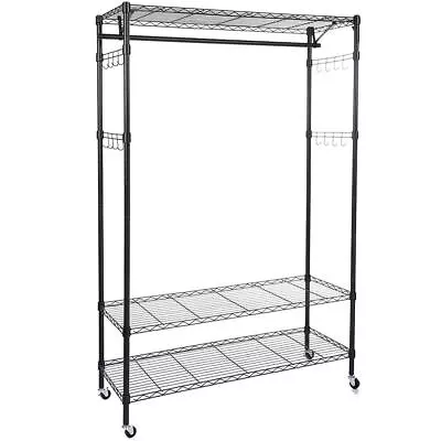 Heavy Duty Closet Wardrobe Shelves Clothes Storage Metal Rack Indoor Furniture • $75.99