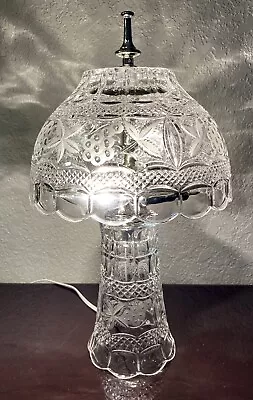 Vintage Cut Leaded Crystal Glass Boudoir Bed Side Night Light Table Lamp 16” • $105