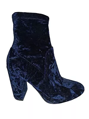 Women's Mossimo Blue Ankle Boots Block Heel Zipper Booties Shoes Size 7 ½ • $30