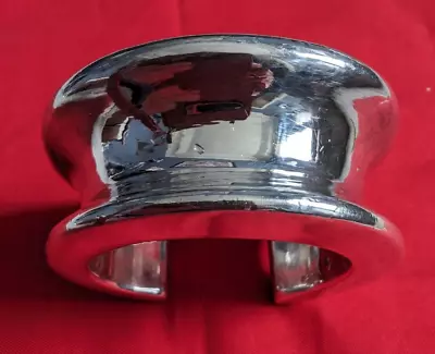 Vintage Sterling Silver Asymmetrical Concave Cuff Bracelet 73 Grams 1.375  Wide • $150