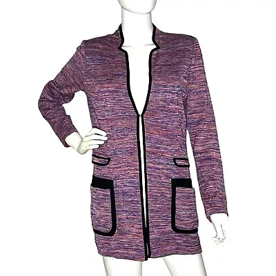 Misook Size XS Marled Knit Cardigan Colorful Pockets • $34.99