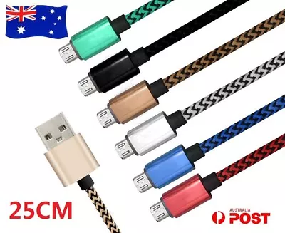 2x USB Power Charge Cable Data Cord 25cm Braided For Samsung Galaxy Ace 3 Y Duos • $11.68