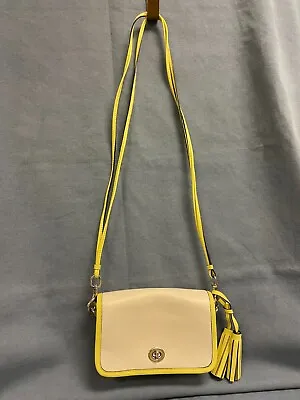 Coach Legacy Two Tone Leather Penny Shoulder Bag 22406 SV/Parchment/Citrine • $54