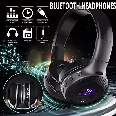 £10.99 • Buy Wireless Bluetooth Headphones Over Ear Super Bass Stereo Earphones Headsets Mic