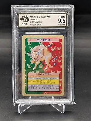 Tauros Topsun 128 Green Back 1995 Vintage Nintendo Pokemon Card Japanese CGA 9.5 • $89