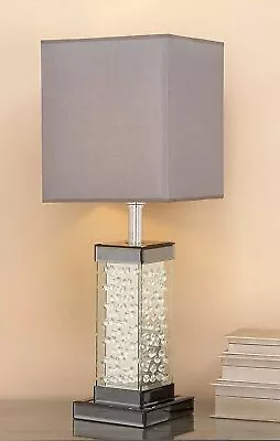 Modern Chic Glam Beveled Floating Crystals Glass Rectangular Table Lamp W/ Shade • $89.99