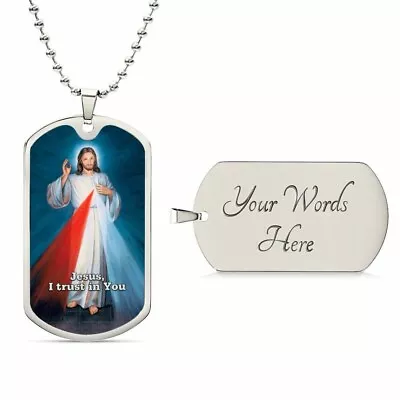 Prayer To The Devine Mercy Dog Tag Necklace #5 Optional Engraving Christian Gift • $54.95