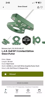 LAG GOLF DF3 Green Masters Edition Limited Putter 35” • $1500