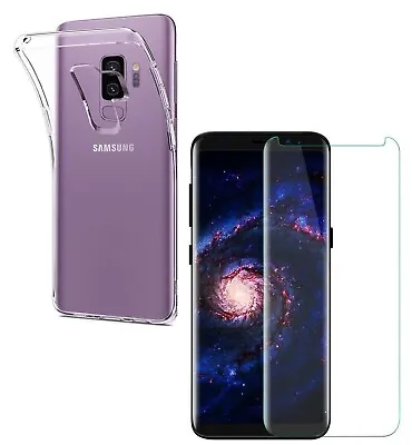 For SAMSUNG GALAXY S9 PLUS CLEAR CASE + TEMPERED GLASS SCREEN PROTECTOR COVER 9+ • $13.29