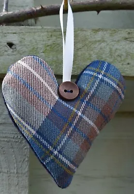 Hanging Heart Blue Tartan Pure Wool Wedding Favour Decoration Or Gift  FREEPOST • £3.49