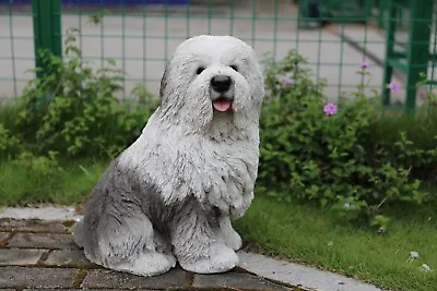 Lifelike Old English Sheepdog Dog Resin Garden Statue Garden Decor Yard Display • £125.07