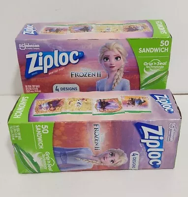 Disney Frozen II  Ziploc Sandwich Bags 2 Boxes Of 50 Bags Each * FREE SHIPPING • £18.39