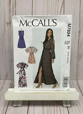 McCall's 7624 Sewing Pattern Womens Banded Dress Sleeves Maxi E5 14-22 Plus NEW • $13.99