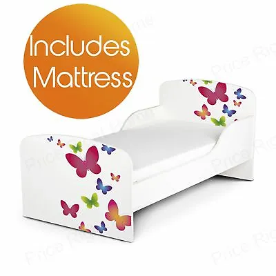 £139.99 • Buy Butterflies Cot Bed With Fibre Mattress Boys Girls Sturdy Bed Toddler Cotbed