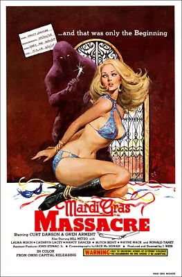 MARDI GRAS MASSACRE Movie Poster Art Print 27x41 • $28