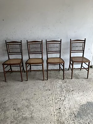 4 Matching Spindle Back Dining Chairs With Cane Seating • £50