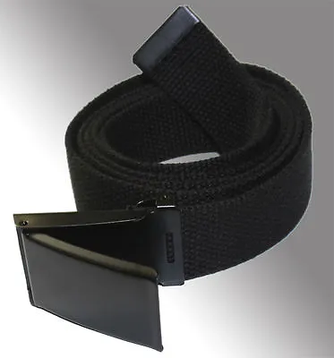 New Flip Top Adjustable 56  Inch Military Web Canvas Black Golf Belt Buckle • $8.99