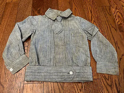 Vintage 1920’s 30’s DS Hickory Stripe Boys Shirt Jacket W/ Bow & Belt • $67