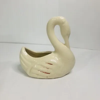 Vintage 1940’s Swan Ceramic White Planter Vase Usa • $16.96