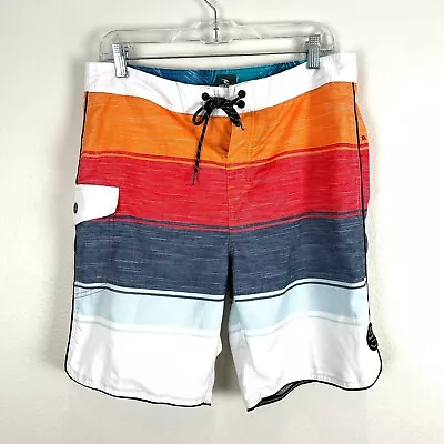 Rip Curl Surf Board Shorts Mens Size 32 Stripe Swim Trunks 8.5  Inseam • $19.99