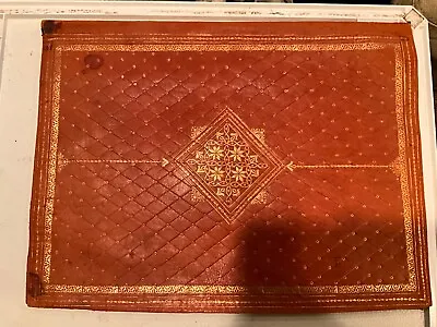 Vintage Moroccan Leather 22 CARAT GOLD Embossed Leather Folder  14.5x 11 In • $65