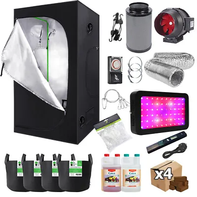 Hydroponic Grow Tent Kit LED 1.2x1.2x2m Grow Tent Coco Coir Blocks Timer Canna • £250.99