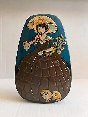 Vintage George Horner Crinoline Woman W Pekingese Dog Tin Cobalt Art Deco 1940's • $19.99