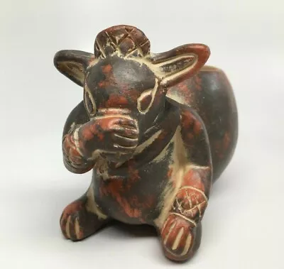 Vintage MAYAN COATI EFFIGY VESSEL TERRACOTTA CLAY - REP AUT INAH Catalog Num • $89.95