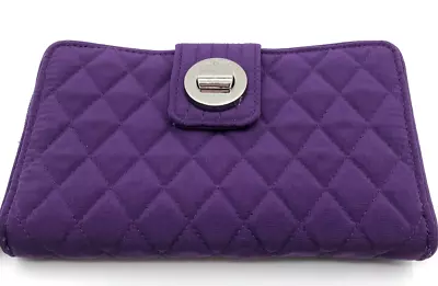 Vera Bradley RFID Turnlock Zip Organizer Wallet Purple Microfiber • $35.99