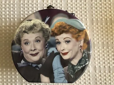 Vintage I Love Lucy With Ethel Round Metal Tote Lunch Box Collectable Tin • $25
