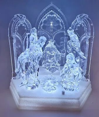 Musical Nativity Clear White LED Light Up Christmas Table Mantle Decor 7.5  • $26