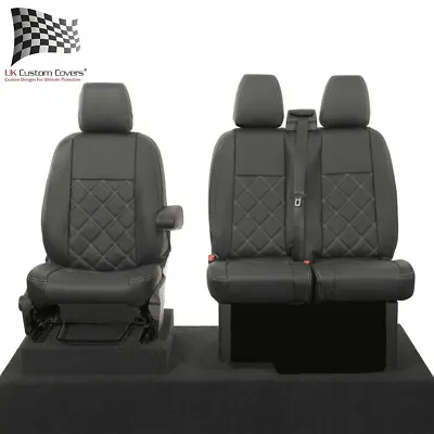 Ford Transit Custom Trend (2013-2023) Front Seat Covers Leatherette Black 889 • £124.95