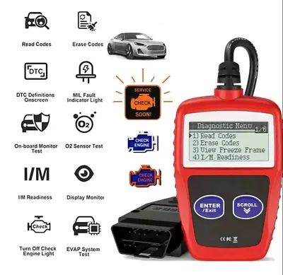 Automotive EOBD OBD2 Scanner Code Reader Car Check Engine Fault Diagnostic Tool • £7.99