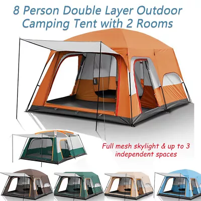 8 Person Portable Double Layer Family Outdoor Camping Tent With 2 Rooms • $295