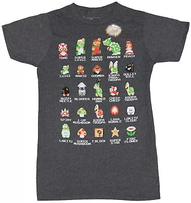 Super Mario Brothers Mens T-Shirt - Classic 8 Bit Characters Named Images • $12.98