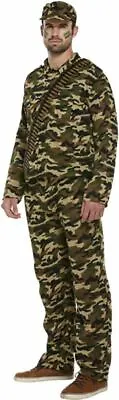 Adults Army Man Military Camouflage Commando Camo Soldier Fancy Dress Costume • £14.50