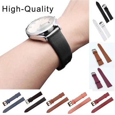£3.42 • Buy Men Ladies Leather Watch Strap Replacement Band W/ Metal Buckle Decor 12-22mm