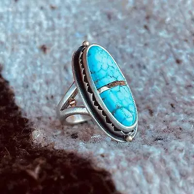 Vintage Silver Turquoise Rings Women Man Wedding Party Gifts Jewelry Size 6-10 • $2.24