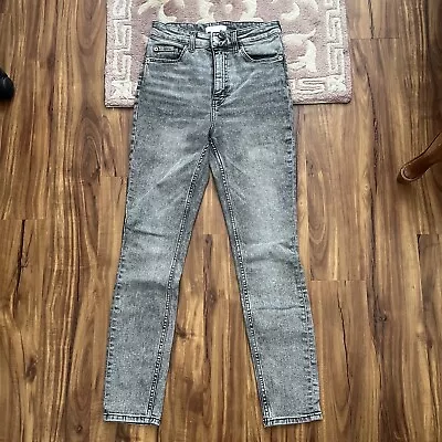 H&M Gray Ankle Skinny Jeans With Stretch 4 Marled Washed Black Acid Wash • $16