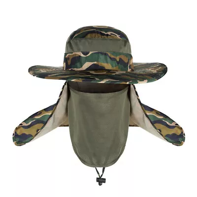 Sun Cap With Removable Neck Face Cover Flap 360° UV Protection Visor Folding Cap • £10.79
