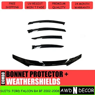 Bonnet Protector Weather Shields For Ford Falcon BA BF Window Visors XR6 XR8 XT • $115.99