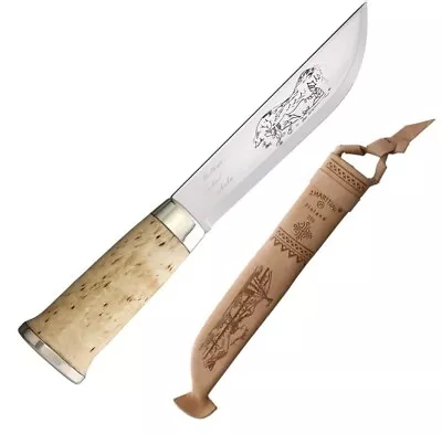 Marttiini Lapp 250 Fixed Knife 6.25  Stainless Steel Blade Curly Birch Handle • $96.39