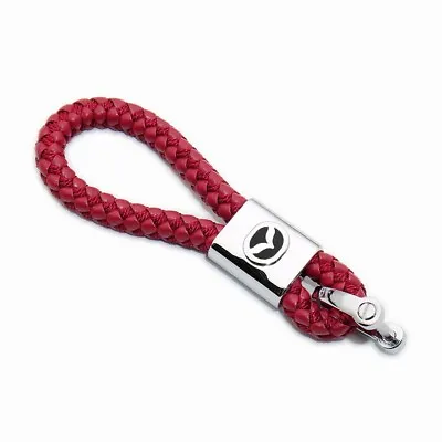 Red Weave Calf Leather Fit Mazda Car Home Keychain Ring Gift Decorate Sport • $8.99