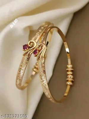 Indian Ethnic Bollywood Gold Plated Fashion Jewelry AD Bangles Bracelet Set • $14.96