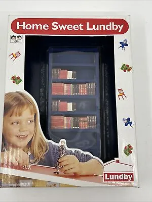 Vintage Home Sweet Lundby Dollhouse Furniture Blue Bookshelf Shelves Books • $39